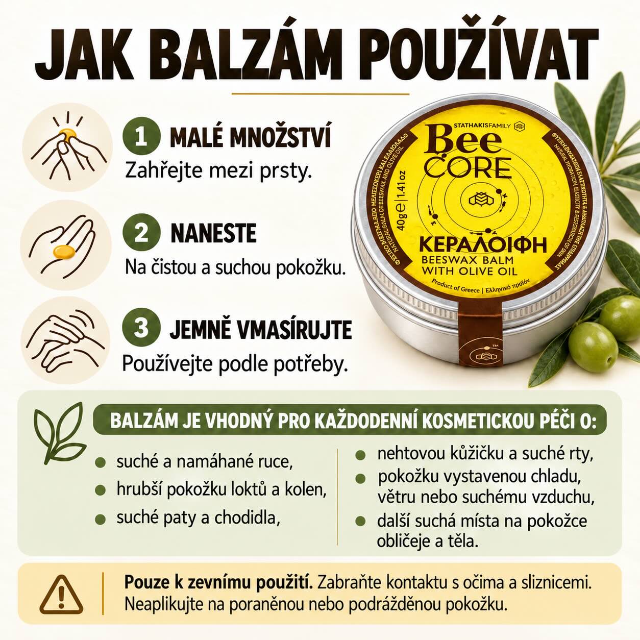 Použití balzámu s olivovým olejem-CZ